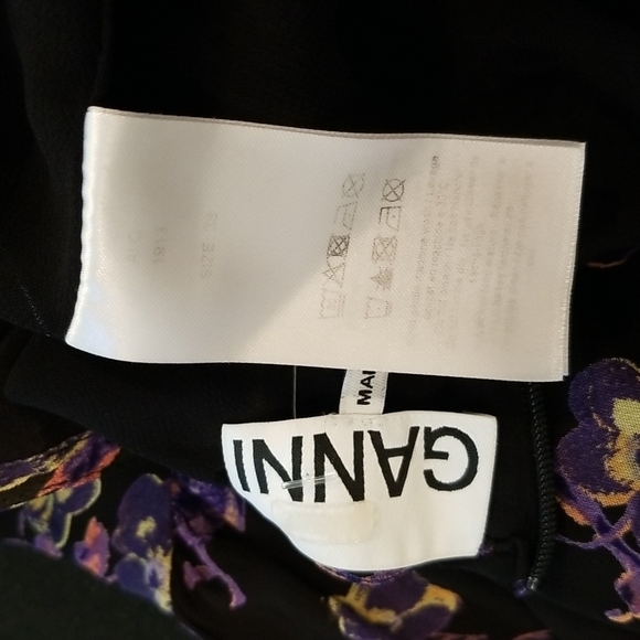 💕GANNI💕 Floral Georgette Mini Shift Dress ~ Black Floral Print 38 EU - Picture 16 of 16